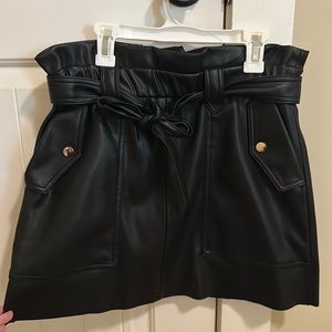 ZARA Black Leather Skirt